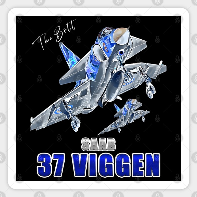 Saab 37 Viggen Swedish Multi Combat Aircraft Sticker by aeroloversclothing